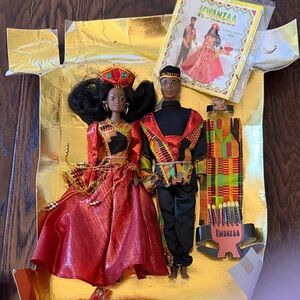 Kwanzaa Celebration Dolls in Red and Black Attire